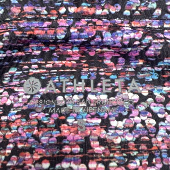 Athleta Color Confetti Ombre Mix On Black Leggings Activewear Pants Stretch Sz S - Picture 6 of 10